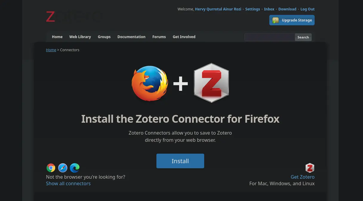 Zotero browser connector